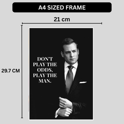 Play the Man – Luxury Black & White Motivational Quote Wall Art Poster | Classic Gentleman Office Decor | Premium Glossy Wall Poster for Office, Study & Home