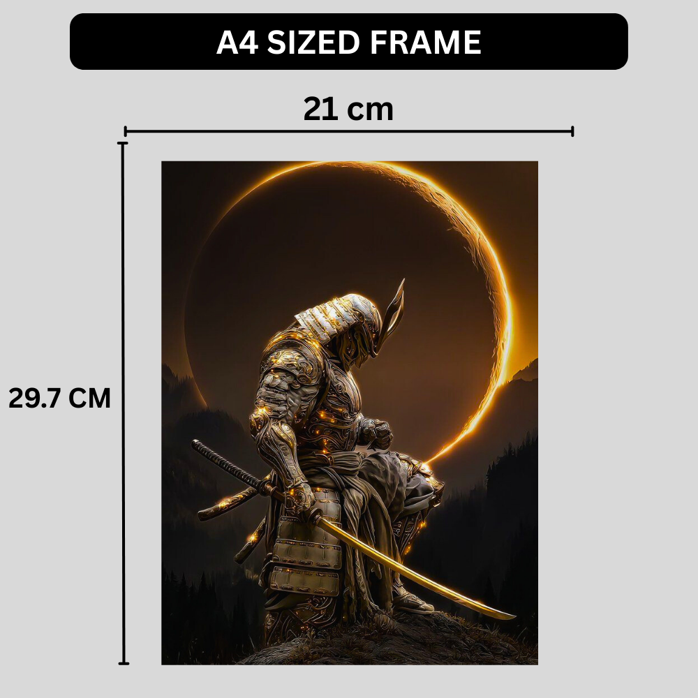 Golden Samurai Warrior Poster | Japanese Samurai Wall Art | Dark Fantasy Warrior Poster for Bedroom, Gaming Room & Office | Premium Glossy Print