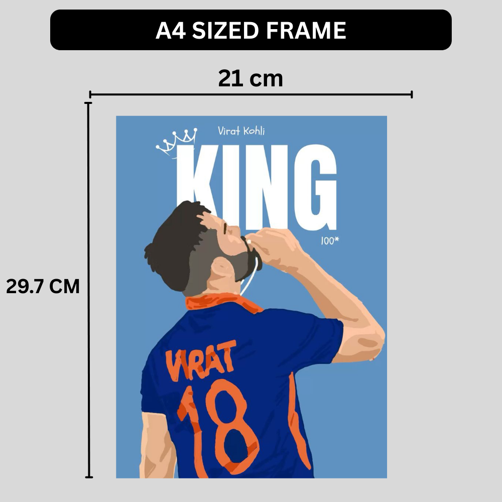 Virat Kohli King 18 Cricket Wall Poster | Premium Glossy Sports Poster for Bedroom, Living Room & Office | High Quality Print