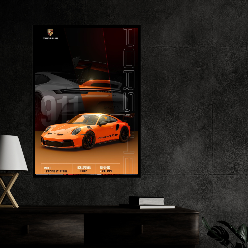 PORSCHE 911 GT3 RS Car Wall Art – Premium Automotive Decor for Car Enthusiasts