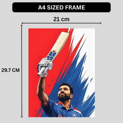 Rohit Sharma Hitman Cricket Wall Poster | Premium Glossy Indian Cricket Wall Art for Bedroom & Office | High Quality Print