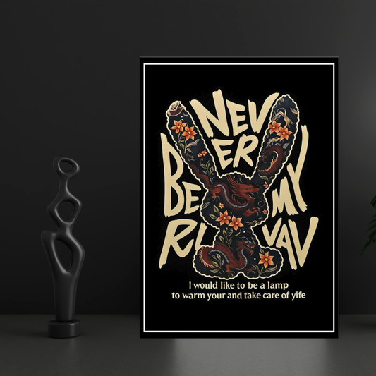 "Never Be My Rival" – Luxury Typography Wall Art | Premium 2D Framed HD Glossy Print | Designer Statement Décor for Modern Interiors