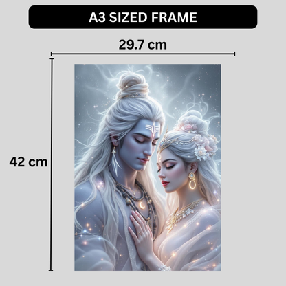 Lord Shiva & Goddess Parvati Wall Poster | Premium Glossy Divine Couple Wall Art for Home & Pooja Room | High Quality Print