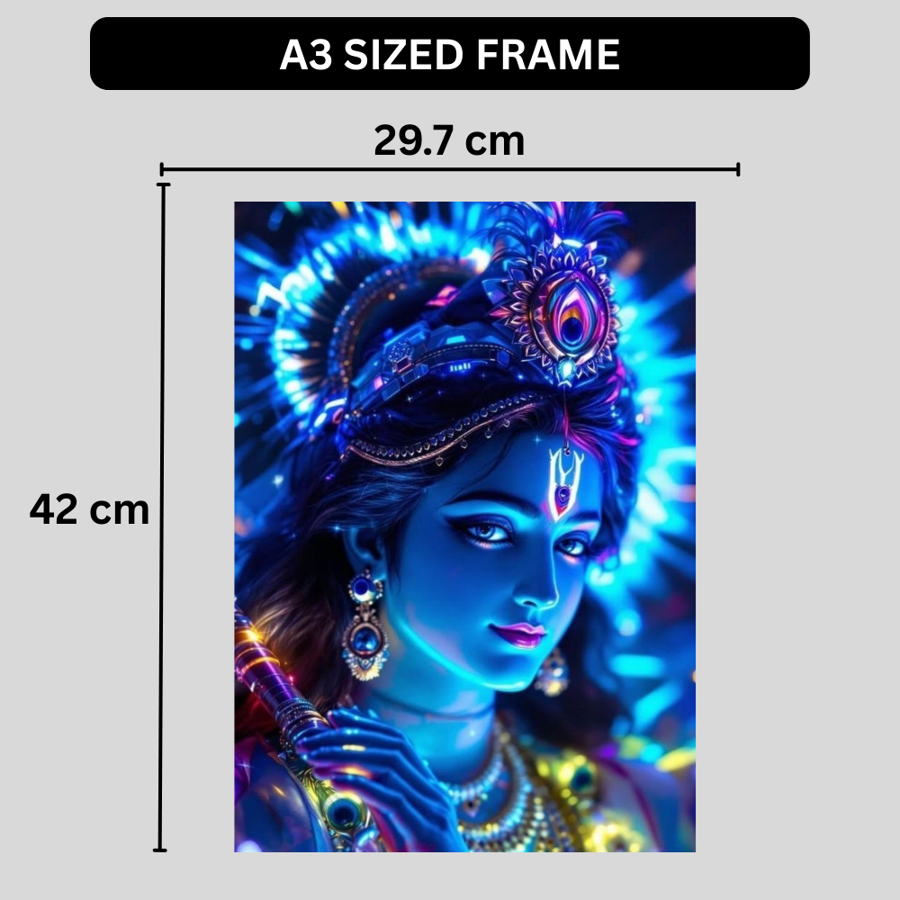 Lord Krishna Wall Poster | Premium Glossy Spiritual Wall Art for Home, Pooja Room & Office | High Quality Print