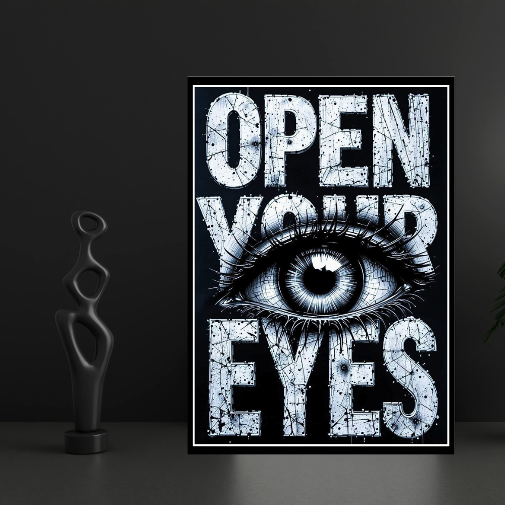 Open Your Eyes – Luxury Motivational Wall Art | Premium 2D Framed HD Glossy Print | Modern Statement Décor