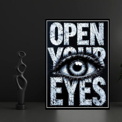 Open Your Eyes – Luxury Motivational Wall Art | Premium 2D Framed HD Glossy Print | Modern Statement Décor