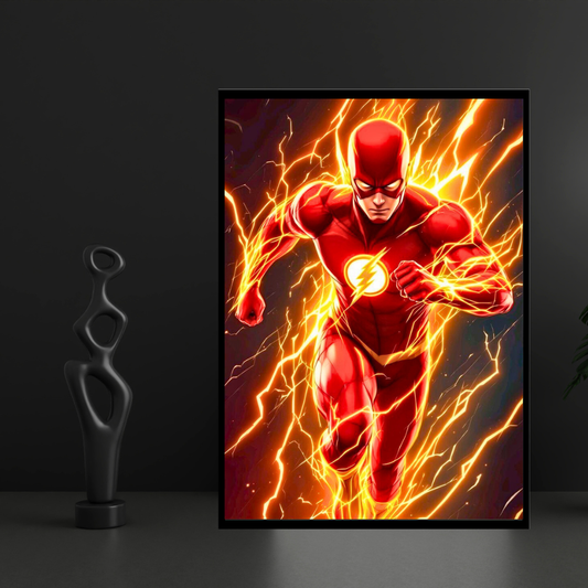 Premium The Flash Wall Art – Aesthetic 2D Frame for Home & Office Decor | DC Superhero Collectible