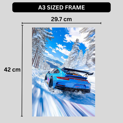 Porsche 911 GT3 Sports Car Wall Poster | Premium Glossy Supercar Poster for Bedroom, Living Room & Office | High Quality Print