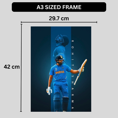 Rohit Sharma Hitman Cricket Wall Poster | Premium Glossy Indian Cricket Wall Art for Bedroom & Office | High Quality Print