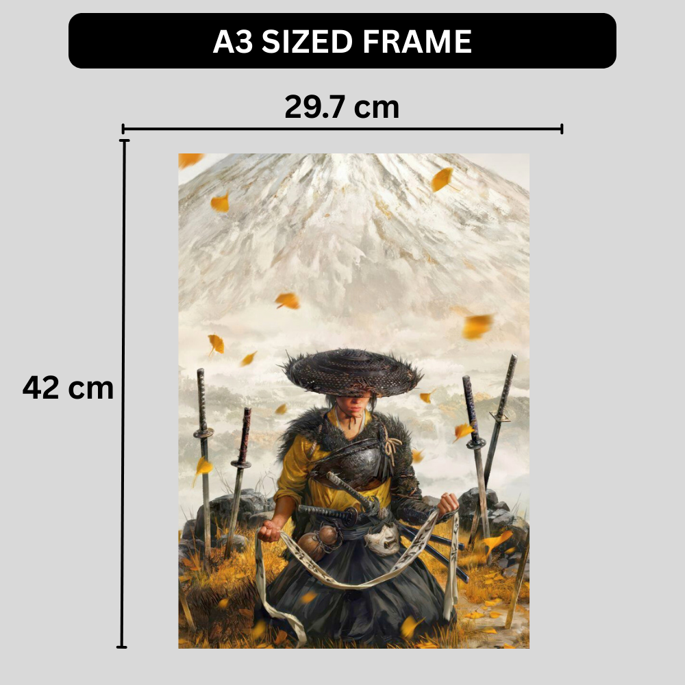 Samurai Ronin Warrior Poster | Japanese Sword Fighter Wall Art | Minimalist Samurai Poster for Bedroom, Office & Gaming Room | Premium Glossy Wall Poster