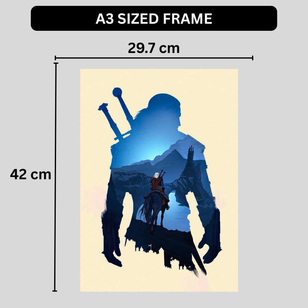 Geralt of Rivia Poster | The Witcher Wall Art | Minimalist Fantasy Poster for Bedroom, Gaming Room & Office | Premium Glossy Print