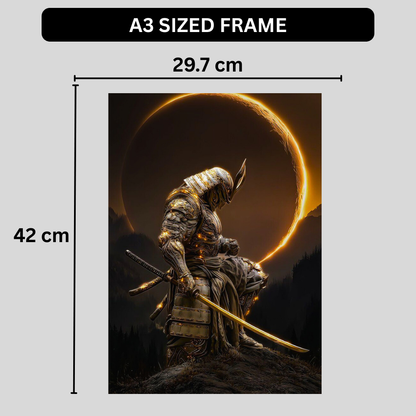 Golden Samurai Warrior Poster | Japanese Samurai Wall Art | Dark Fantasy Warrior Poster for Bedroom, Gaming Room & Office | Premium Glossy Print