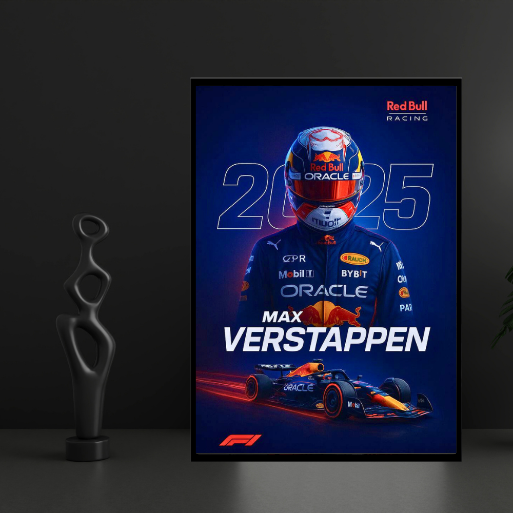 Premium Max Verstappen 2025 2D Car Frame – Formula 1 Wall Art for Racing Fans & Collectors | Red Bull Racing Inspired Decor