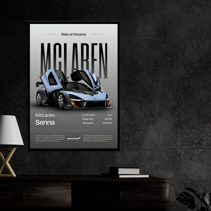 McLaren Senna Framed Car Wall Art – Premium Automotive Decor for Car Enthusiasts