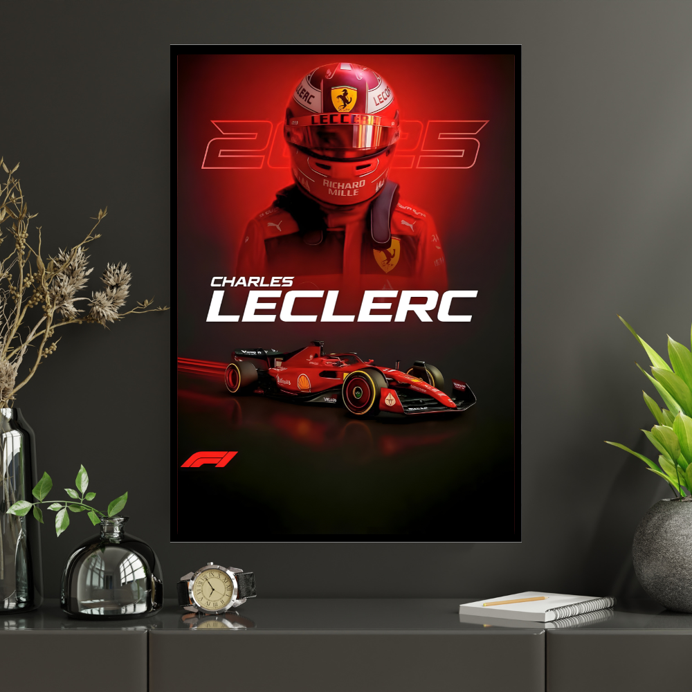 Premium Charles Leclerc 2D Car Frame – Formula 1 Wall Art for Racing Fans & Collectors | Scuderia Ferrari Inspired Decor