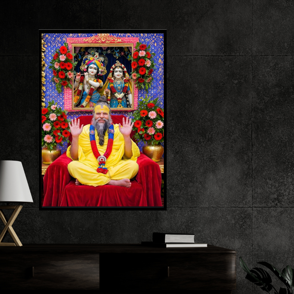 Prem@n@nd Maharaj Ji Sacred Wall Frame | HD Glossy 2D Devotional Photo | Spiritual Guru Wall Art for Home Mandir, Pooja Room & Meditation Space