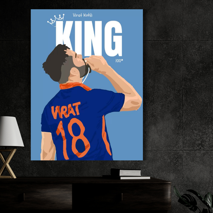 Virat Kohli King 18 Cricket Wall Poster | Premium Glossy Sports Poster for Bedroom, Living Room & Office | High Quality Print