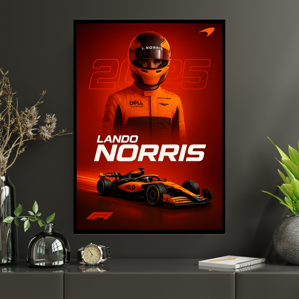 Premium Lando Norris 2D Car Frame – Formula 1 Wall Art for Racing Fans & Collectors | McLaren F1 Inspired Decor