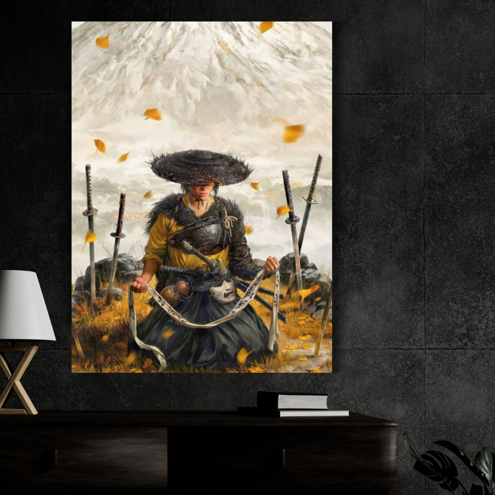 Samurai Ronin Warrior Poster | Japanese Sword Fighter Wall Art | Minimalist Samurai Poster for Bedroom, Office & Gaming Room | Premium Glossy Wall Poster