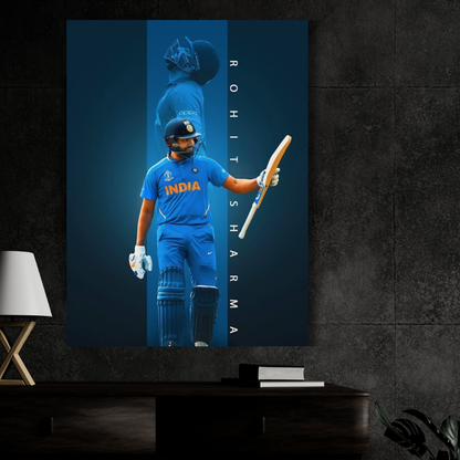 Rohit Sharma Hitman Cricket Wall Poster | Premium Glossy Indian Cricket Wall Art for Bedroom & Office | High Quality Print