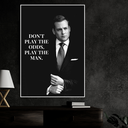 Play the Man – Luxury Black & White Motivational Quote Wall Art Poster | Classic Gentleman Office Decor | Premium Glossy Wall Poster for Office, Study & Home