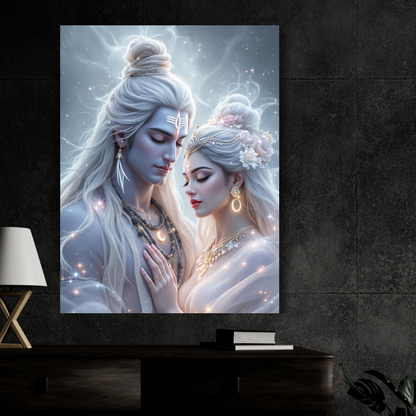 Lord Shiva & Goddess Parvati Wall Poster | Premium Glossy Divine Couple Wall Art for Home & Pooja Room | High Quality Print