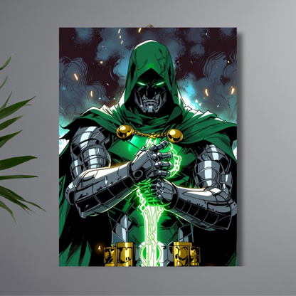 Doctor Doom Wall Poster | Premium Glossy Marvel Villain Poster for Bedroom, Gaming Room & Office | High Quality Print