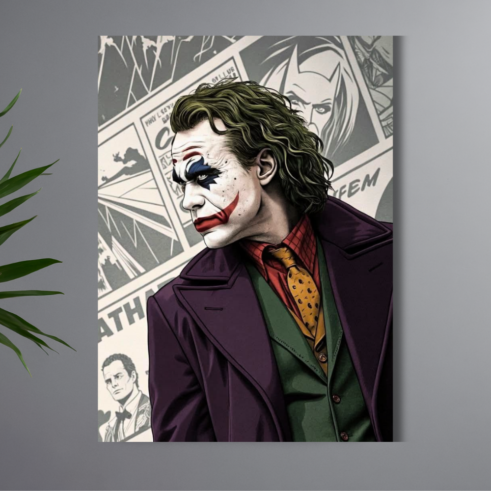 Joker Wall Poster | Dark Joker Comic Style Art Print | DC Villain Wall Decor for Bedroom, Gaming Room & Man Cave | Premium Glossy Poster