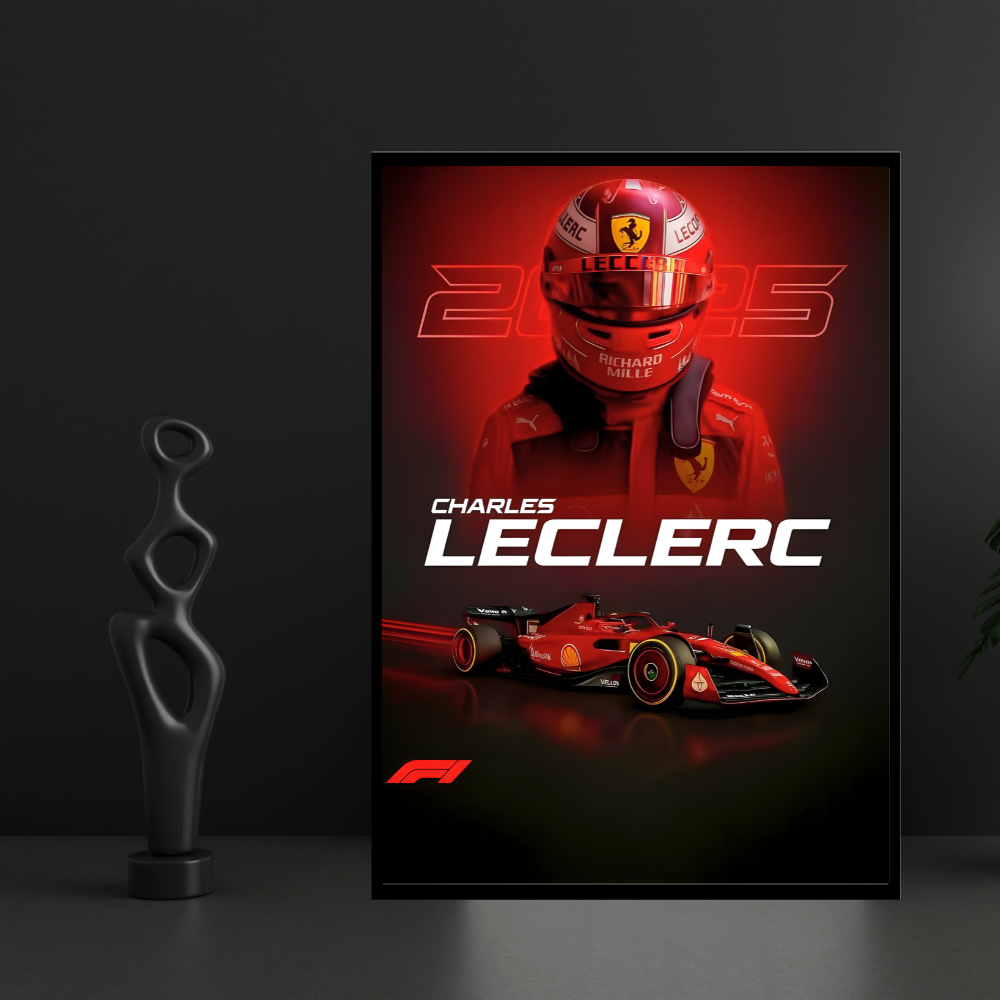 Premium Charles Leclerc 2D Car Frame – Formula 1 Wall Art for Racing Fans & Collectors | Scuderia Ferrari Inspired Decor