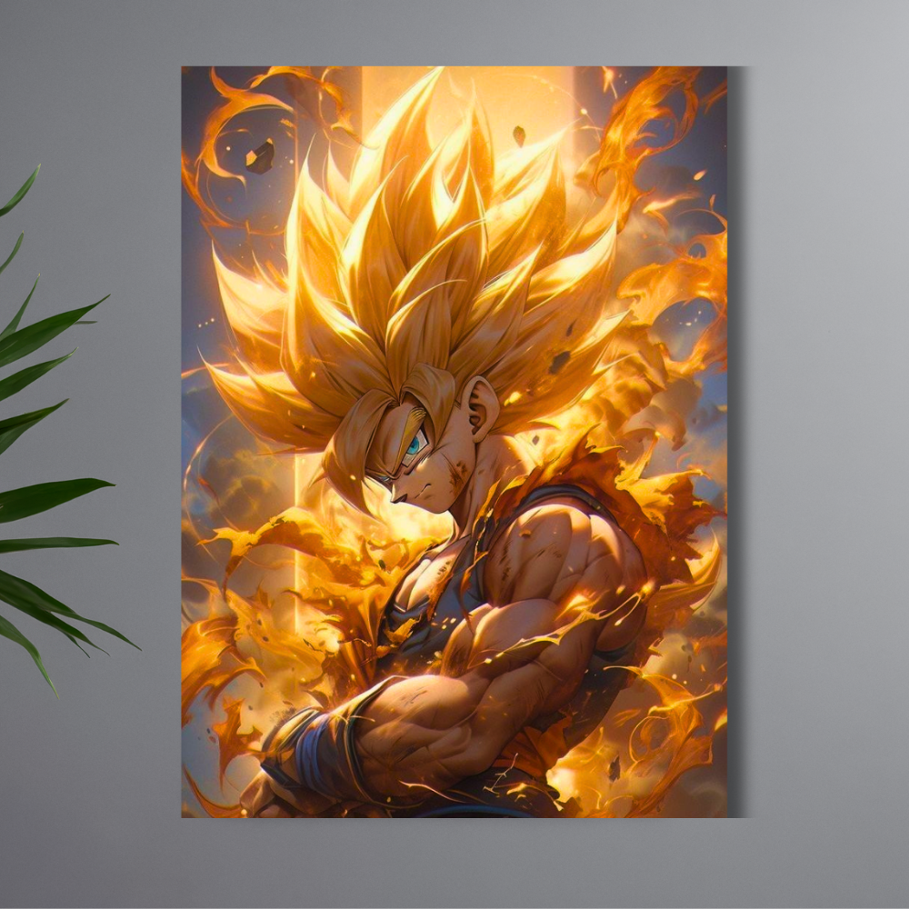 Anime Super Saiyan Warrior Poster | Dragon Ball Inspired Wall Art | Premium Glossy Anime Poster for Bedroom, Gaming Room & Office
