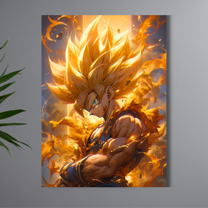 Anime Super Saiyan Warrior Poster | Dragon Ball Inspired Wall Art | Premium Glossy Anime Poster for Bedroom, Gaming Room & Office