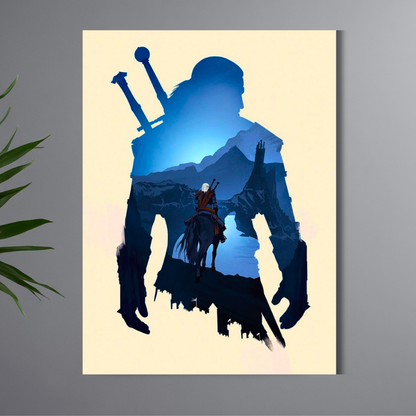 Geralt of Rivia Poster | The Witcher Wall Art | Minimalist Fantasy Poster for Bedroom, Gaming Room & Office | Premium Glossy Print