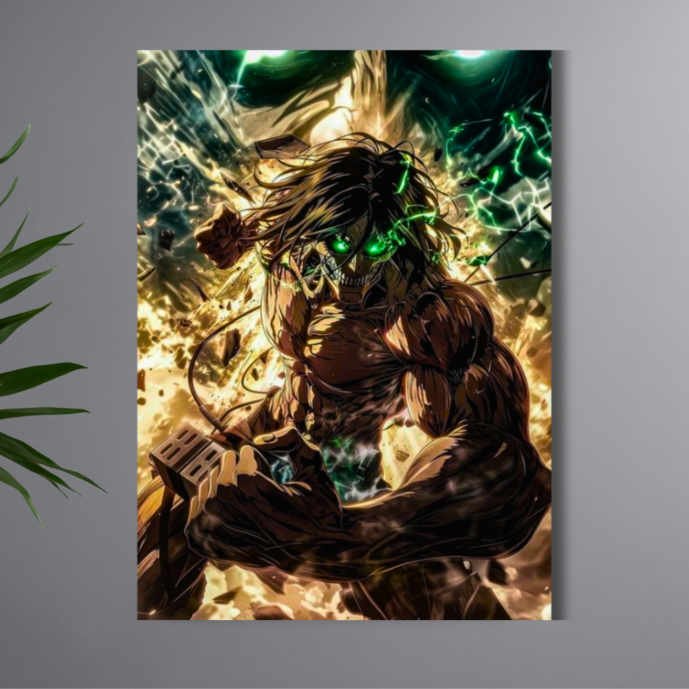 Eren Yeager Titan Form Poster | Attack on Titan Anime Wall Art | Premium Glossy Anime Poster for Bedroom, Gaming Room & Office