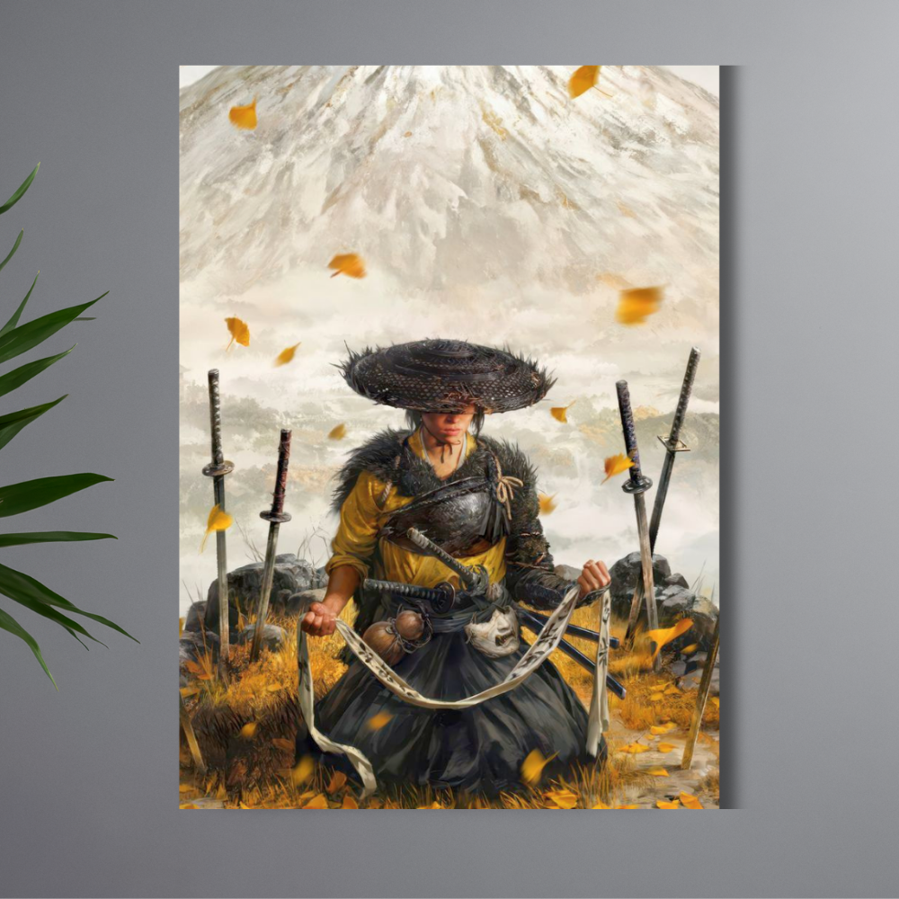 Samurai Ronin Warrior Poster | Japanese Sword Fighter Wall Art | Minimalist Samurai Poster for Bedroom, Office & Gaming Room | Premium Glossy Wall Poster