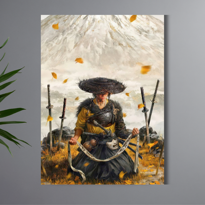 Samurai Ronin Warrior Poster | Japanese Sword Fighter Wall Art | Minimalist Samurai Poster for Bedroom, Office & Gaming Room | Premium Glossy Wall Poster