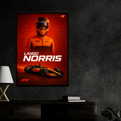Premium Lando Norris 2D Car Frame – Formula 1 Wall Art for Racing Fans & Collectors | McLaren F1 Inspired Decor