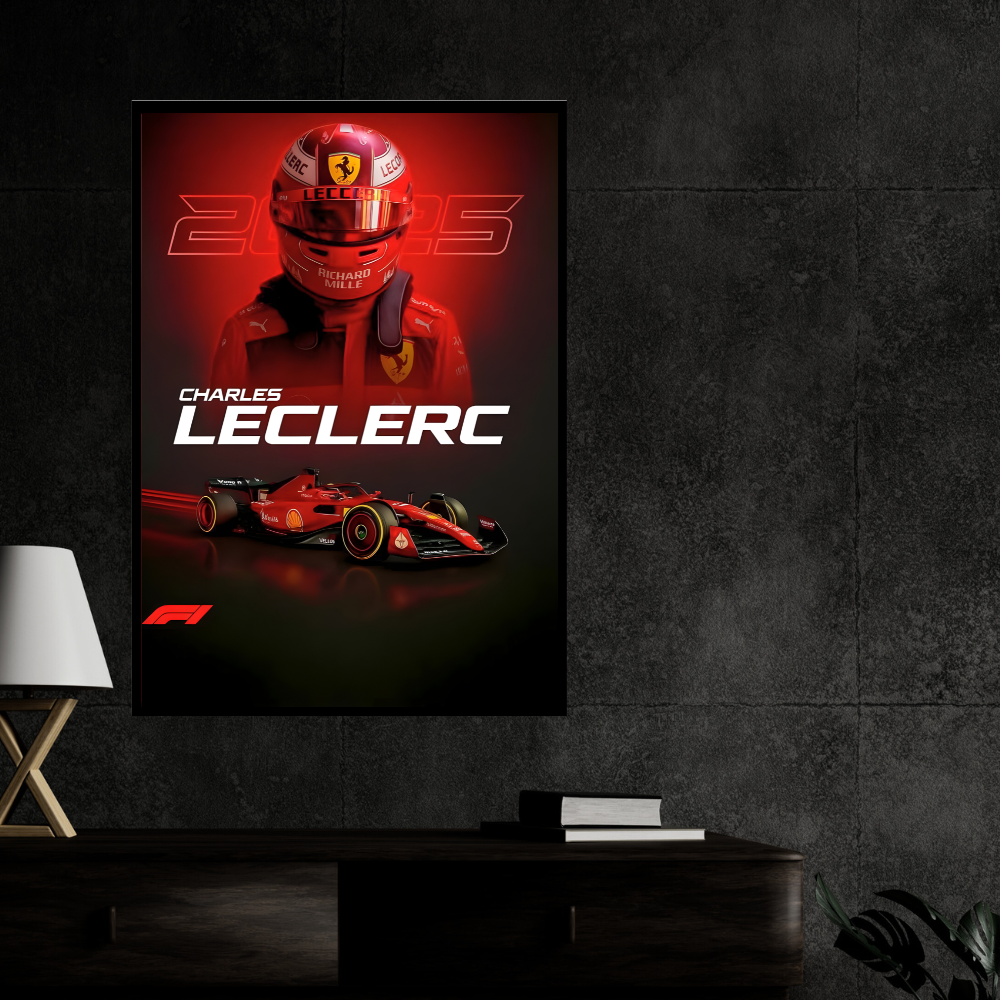 Premium Charles Leclerc 2D Car Frame – Formula 1 Wall Art for Racing Fans & Collectors | Scuderia Ferrari Inspired Decor