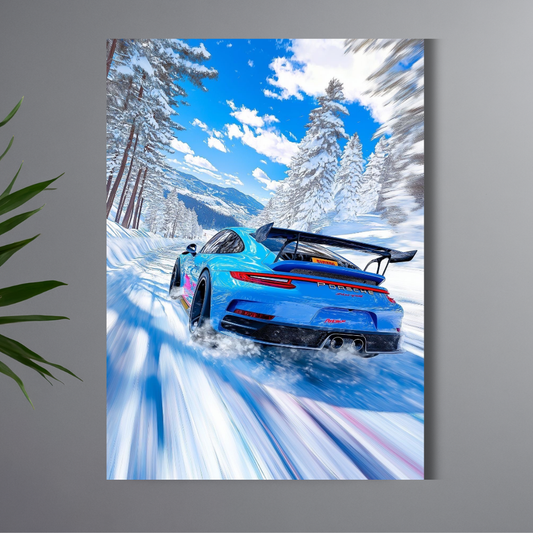 Porsche 911 GT3 Sports Car Wall Poster | Premium Glossy Supercar Poster for Bedroom, Living Room & Office | High Quality Print