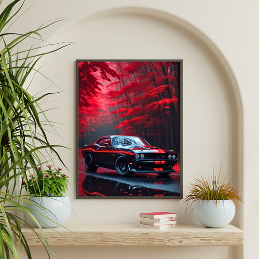 Dodge Challenger Framed Car Wall Art – Premium Automotive Decor for Car Enthusiasts