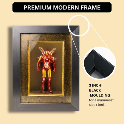 Marvel Iron Man LED Shadow Box Frame | Premium 3D Iron Man Action Figure Display Case | Superhero Collectible Shadow Box with LED Light | Wall Mounted & Tabletop Display | Gift for Marvel Fans
