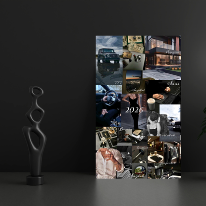 2026 Wealth Vision Board Poster | Luxury Success & Discipline Mindset Wall Art | Manifestation & Motivation Dream Board | High-Gloss Premium HD Frame