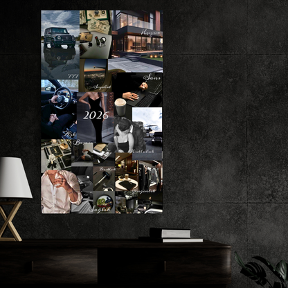 2026 Wealth Vision Board Poster | Luxury Success & Discipline Mindset Wall Art | Manifestation & Motivation Dream Board | High-Gloss Premium HD Frame