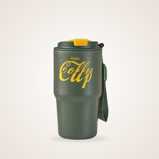 Retro Coffee Cup Travel Mug – Double Wall Insulated Mug with Lid | Vintage Style Thermos for Hot & Cold Drinks