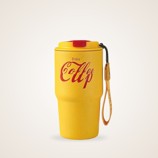 Retro Coffee Cup Travel Mug – Double Wall Insulated Mug with Lid | Vintage Style Thermos for Hot & Cold Drinks