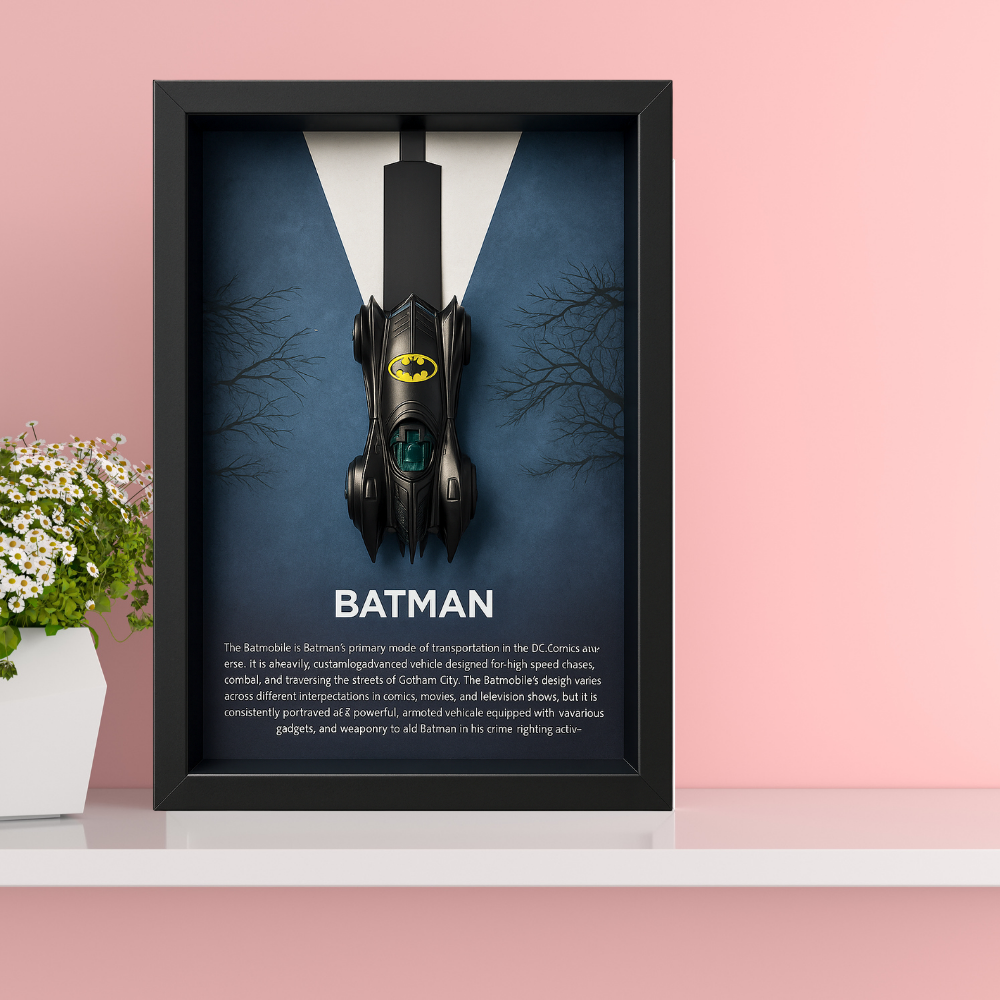Batman Batmobile V1 3D Framed Collectible Display – Diecast Car 1:64 Model