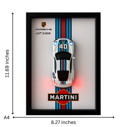 Porsche GT3RS Martini 3D Supercar Wall Art – Diecast Car 1:32 Model