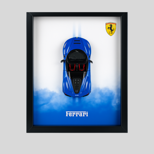 Luxury Ferrari Blue Diecast Car Frame – 3D Wall Art