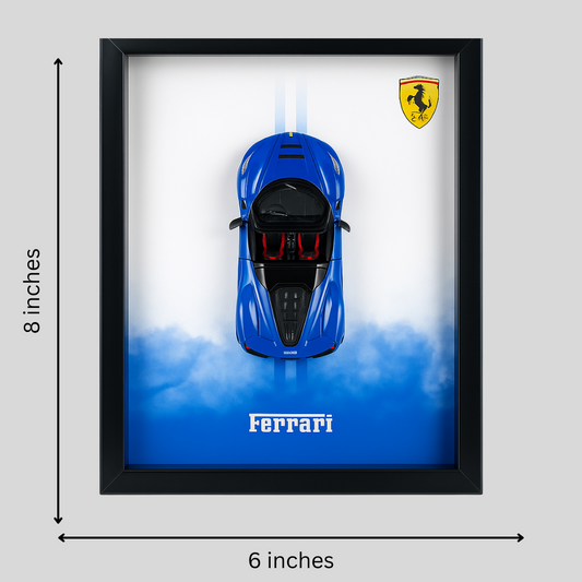 Luxury Ferrari Blue Diecast Car Frame – 3D Wall Art