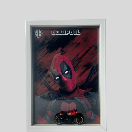 Deadpool Diecast Bike Frame with Hot Wheels – Marvel | Limited Edition Display