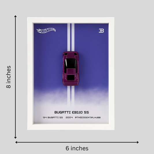 Hot Wheels Bugatti EB110 SS Car Frame 1:64  – 3D Wall Art